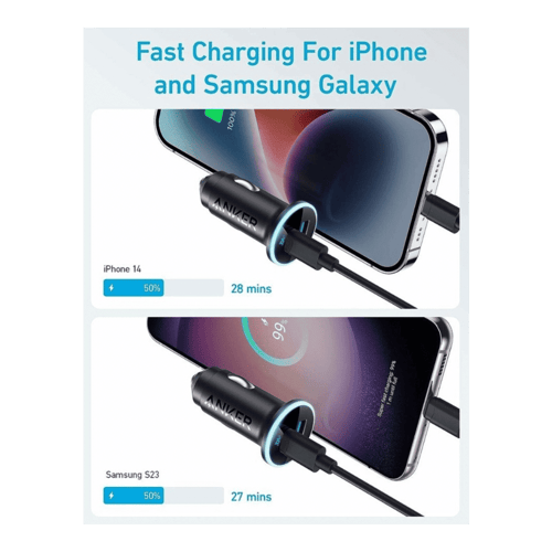 شاحن سيارة انكر بقوة 52.5 واط بمنفذ تايب سي ومنفذ...