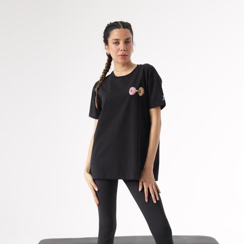 تيشيرت قطني دونات أسود