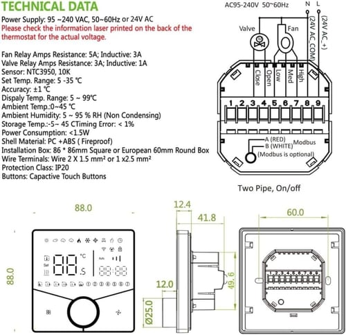 رموستات ذكي WiFi للتحكم في المكيف المركزي ووحدة ال...