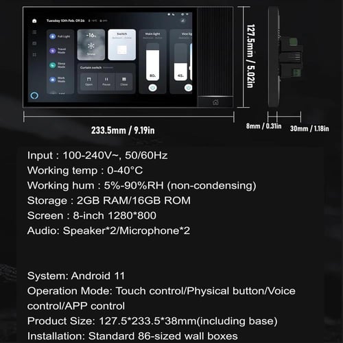 لوحة تحكم ذكية بشاشة لمس WiFi + Zigbee مع تحكم صوت...