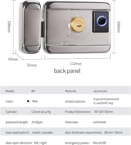 قفل باب ذكي – قفل ببصمة بدون مفتاح مع تحكم عبر تطب...