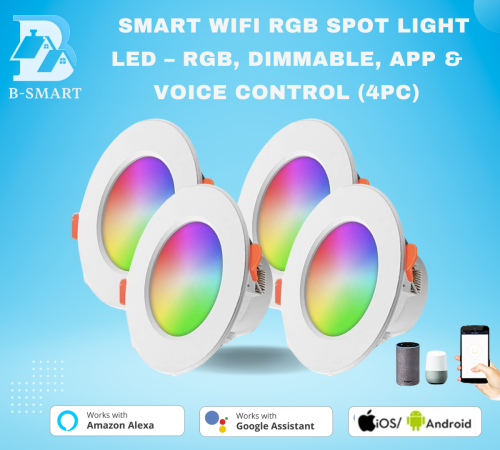 عدد 4 سبوت لايت LED ذكي واي فاي RGBWC – متعدد الأل...