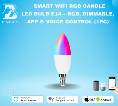 لمبة شمعة LED ذكية WiFi قاعدة E14 – متعددة الألوان...