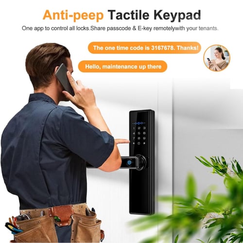 قفل باب ذكي ببصمة الإصبع ومزلاج بمعيار سعودي 4585،...