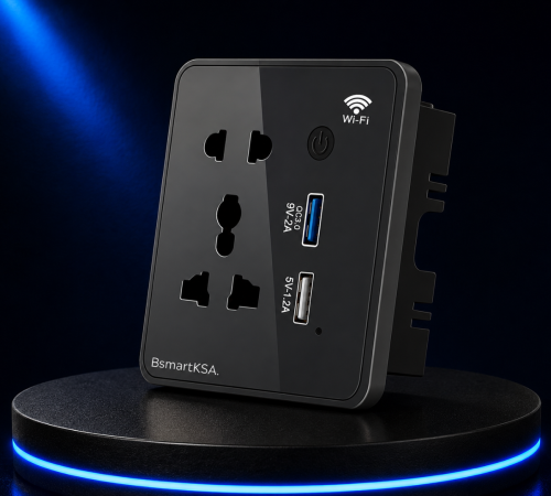 Smart Wi-Fi socket – with two USB ports and British outlet (black)