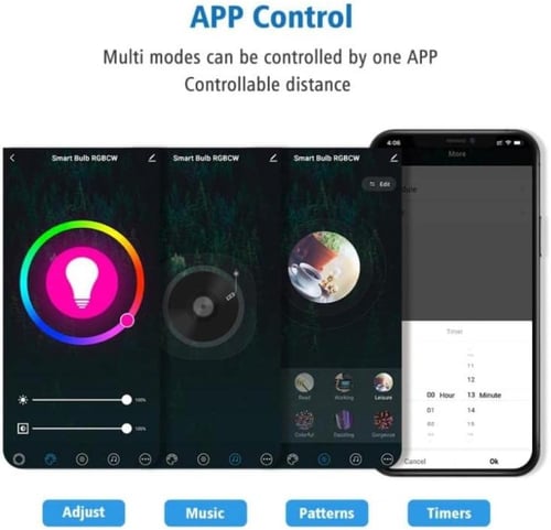 لمبة شمعة LED ذكية WiFi قاعدة E14 – متعددة الألوان...
