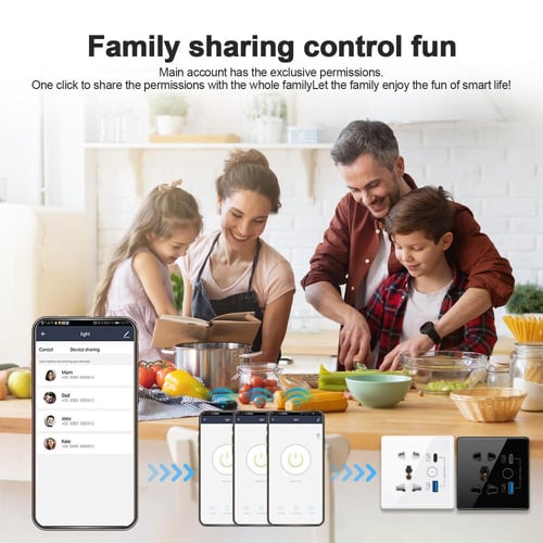 مقبس حائط ذكي WiFi مع منافذ USB وType-C، تحكم بالل...
