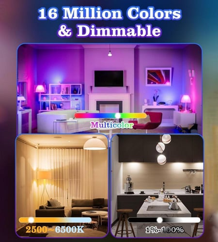 لمبتان LED ذكيتان WiFi قاعدة GU10 – متعددة الألوان...