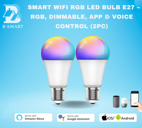 لمبتان LED ذكية WiFi متعددة الألوان E27 – تحكم صوت...