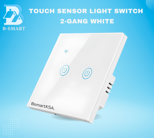 مفتاح إضاءة باللمس (مفتاحين – أبيض، بدون واي فاي)