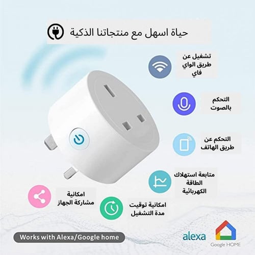 قابس ذكي يدعم الواي فاي 20 أمبير (لون أبيض)