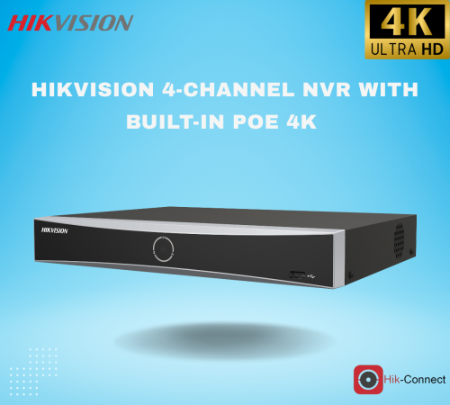 4K جهاز تسجيل شبكي هيكفيجن (NVR) بـ 4 قنوات مع منا...