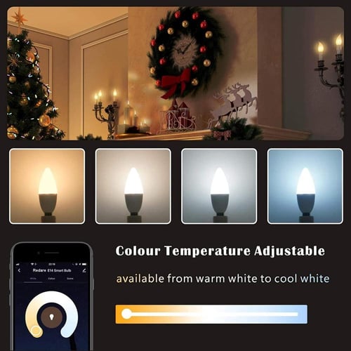 4 لمبات شمعة LED ذكية WiFi قاعدة E14 – متعددة الأل...