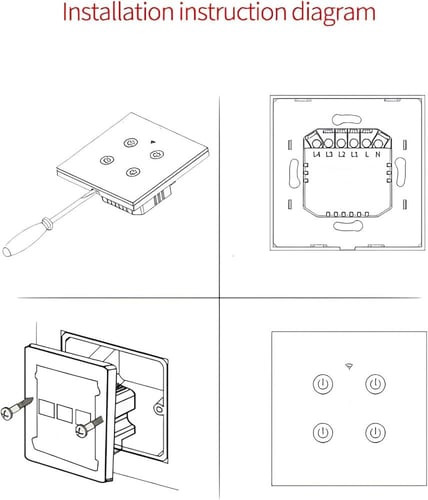 مفتاح إضاءة حائط ذكي بخاصية واي فاي (3 مفاتيح، لون...