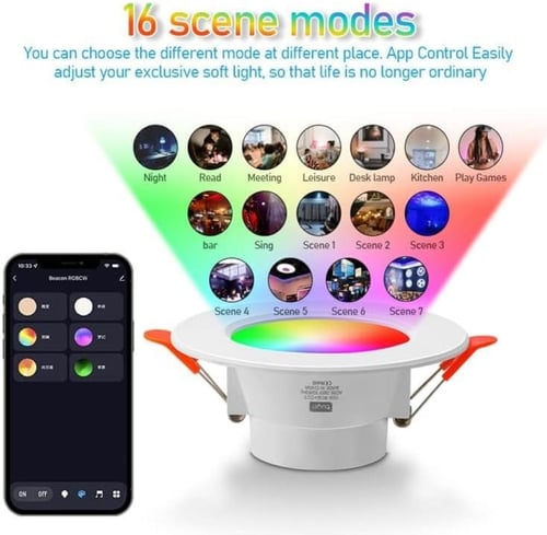 عدد 2 سبوت لايت LED ذكي واي فاي RGBWC – متعدد الأل...