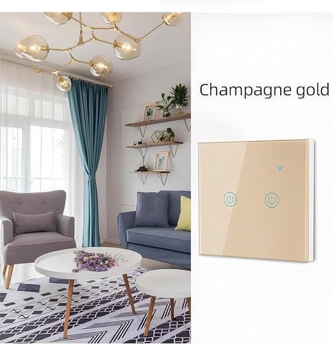 مفتاح إضاءة حائط ذكي بخاصية واي فاي (2 مفتاح، لون...
