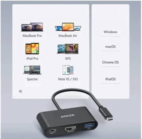 وصلة انكر باور اكسباند 3 في 1 من Type-C إلى HDMI و...