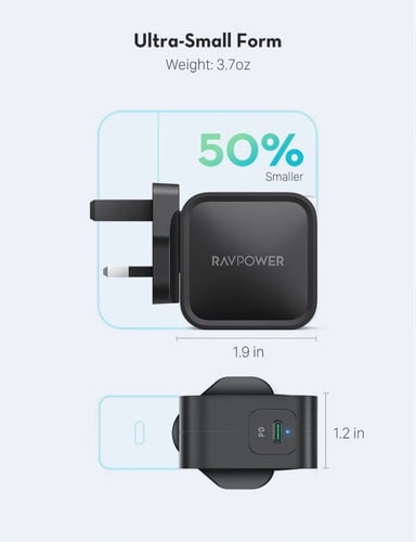 شاحن جداري راف باور بقوة 61 واط بتقنية بي دي – اسو...