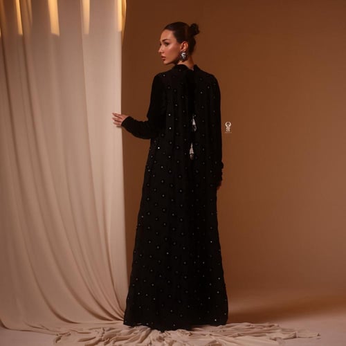 جلابيه اسود مخمل وشيفون