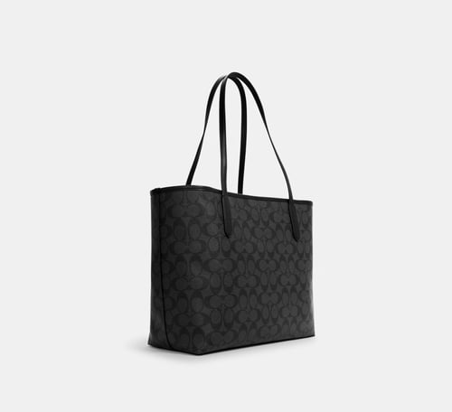 حقيبة توت كبيرة باللون الرمادي والاسود من كوتش