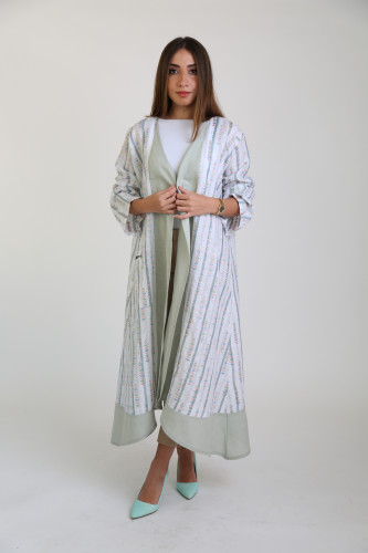 عباية كتان بقصة مميزة وجيوب