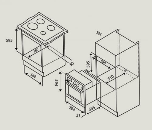 فرن سوبرغاز 60 سم كهرباء 7 وظائف مع مروحة