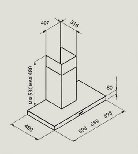 شفاط 90سم حرف تي قوة 1500