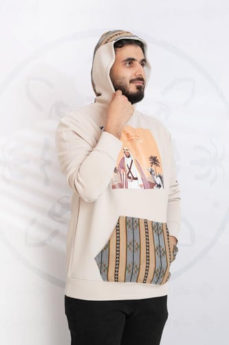 بلوفر التأسيس رجالي بتدخيلات السدو البيج