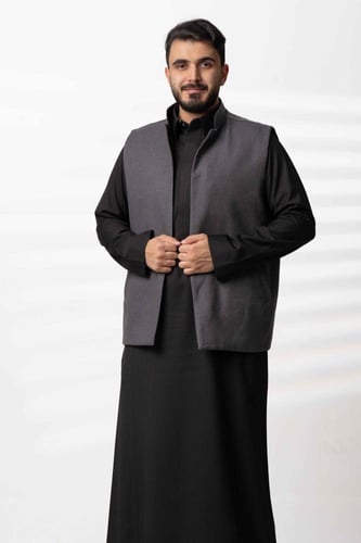 سديري دبل فيس جوخ مع قماش خلية بني xرمادي