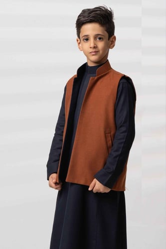 سديري دبل فيس جوخ مع قماش خلية كحلي مع بني