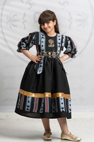 فستان يوم التأسيس بناتي بسدولون اسود