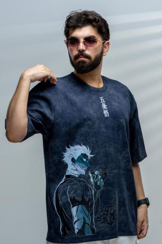 تيشرت كحلي بتصميم شخصية غوجو ساتورو