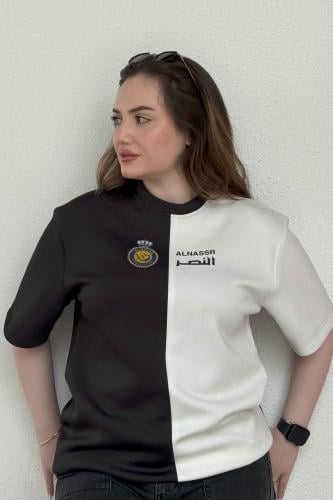 تيشرت النصر بلون أبيضxأسود