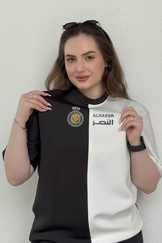 تيشرت النصر بلون أبيضxأسود