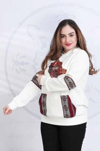 بلوفر التأسيس نسائي بتدخيلات السدو ورسم الخريطة