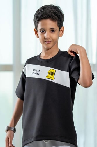تيشرت الإتحاد أسود بشريط أبيض مائل