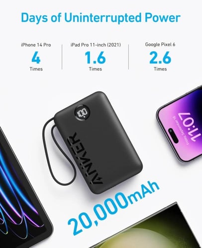 باور بانك من انكر مثبت الكيبل 20000 mAh