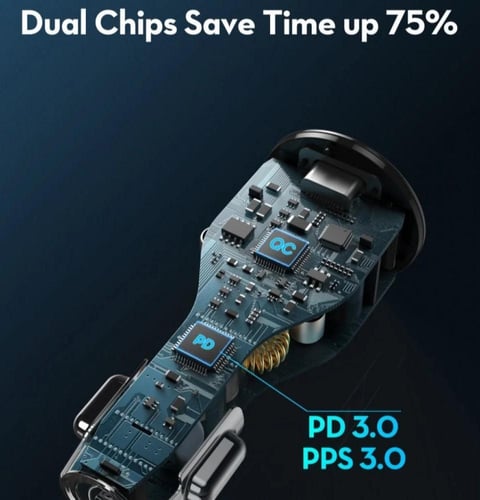 شاحن سيارة راف باور 100w منفذين PD منقذ USB