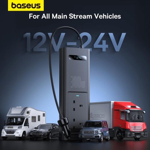 محول طاقة السيارة بيسوس 300 واط من Baseus - شاشة ذ...