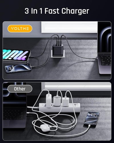 شاحن جداري VOLT ME REVO منفذين PD منفذ USB 100 وات