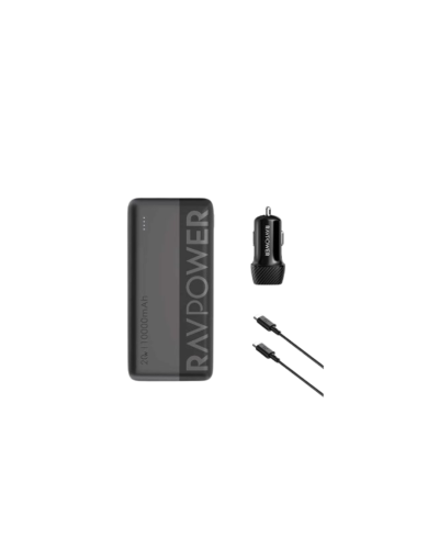بكج RAVPower بطارية متنقلة 10000mAh 20W بشاشة عرض + شاحن سيارة Type-C 20W + كابل Type-C 60W