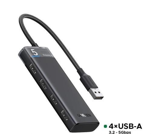 موزع بيانات UGREEN USB 3.2 فائق النحافة - 4 منافذ...
