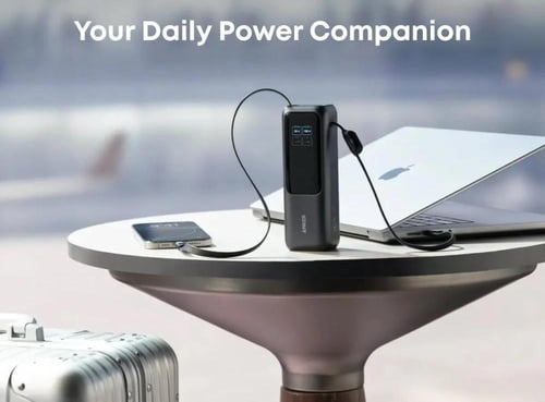 بطارية متنقله انكر بسعة 25000 ملي امبير بقوة 165 و...