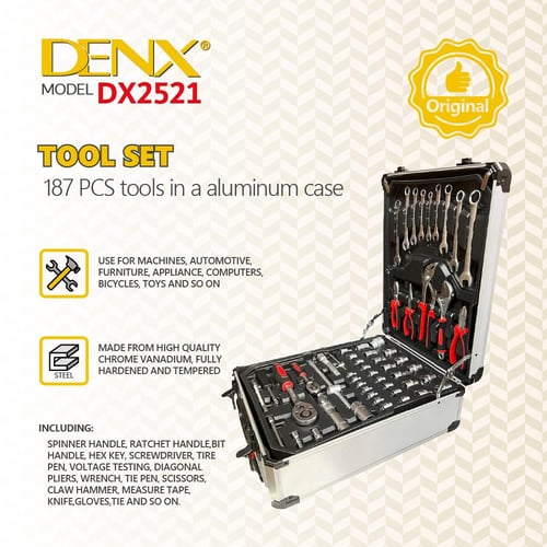 DX2521 - مجموعة أدوات ميكانيكية مكونة من 187قطعة م...