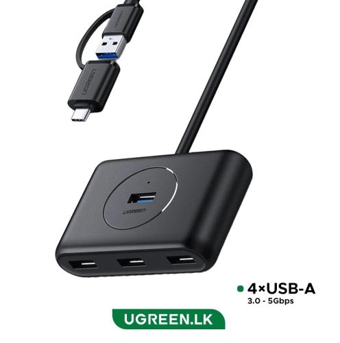 موزع UGREEN 4 منافذ يو إس بي 3.0 مع منفذ يو إس بي-...