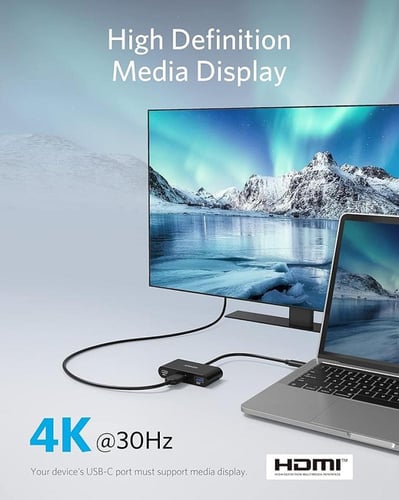 وصلة انكر باور اكسباند 3 في 1 من Type-C إلى HDMI و...