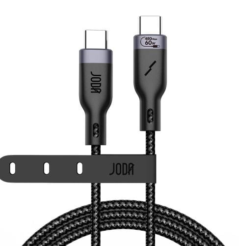 كيبل JODA USB-C to C مضفر من النايلون FIBER 60w بط...