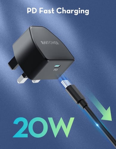 شاحن جداري راف باور بقوة 20 واط بمنفذ تايب سي