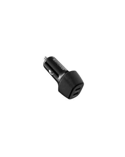 شاحن سيارة RAVPower ثنائي Type-C بقوة 60W – شحن سريع للسيارة - أسود