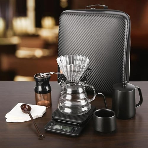 مجموعة ماكينة تحضير القهوة في الهواء الطلق الزجاجي...